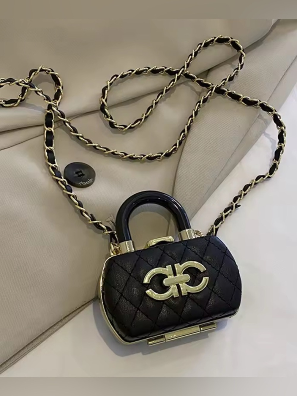 NEW Paris Milano Black Quilted  Mini Handbag